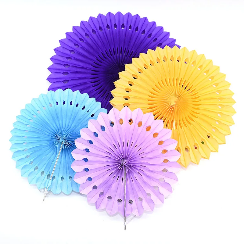 

5pcs 20/25/30cm Tissue Paper Fan Paper Fans Pinwheels Hanging Paper Flower Crafts for Wedding Party Birthday Showers Decorations