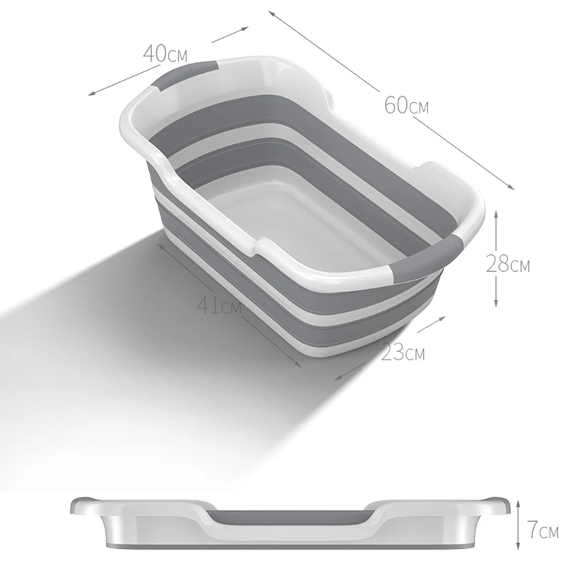 Новорожденный складной кран для ванной большой емкости ванны для мытья ванной портативная ванна для домашних животных ведро для ванной силиконовая корзина для ванны - Цвет: Светло-серый