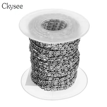 

Ckysee 10Yards/Roll 2/3mm Width Tone Stainless Steel Twisted Chain Necklace Bulk Link Chains Diy Necklace Jewelry Making