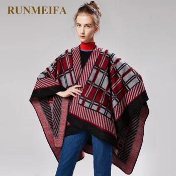 

New Women's Large shawl Vintage style striped plaid Imitation cashmere cape shawl for women's fashion accessories scarf poncho
