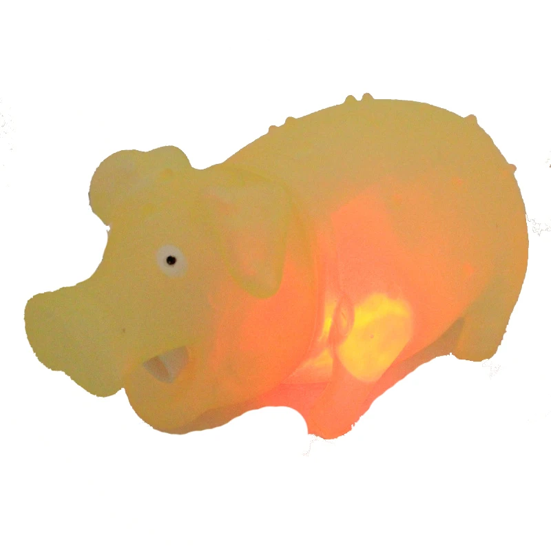 Cute Vinyl Rubber Pig Shape Pet LED Glowing Squeak Toys for Dog Cat Puppy Bite Sound Toys Chew Cleaning Thooth Pet Supplies2