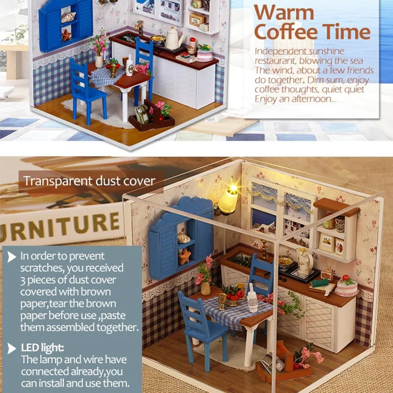Iiecreate маленький Diy кукольный домик 3D Деревянный Миниатюрный Кукольный дом реалистичные ручной работы миниатюрные кукольные домики набор