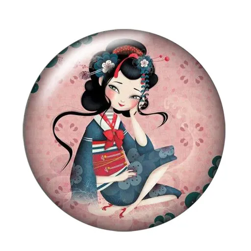 Fashion Beauty Girls Japanese girl 10pcs 12mm/18mm/20mm/25mm Round photo glass cabochon demo flat back Making findings ZB0576 - Цвет: O