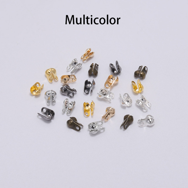 1.5 2.4 3.2mm Ball Chain Clasps Calottes End Crimps Beads Ball Necklace Chain Connectors Findings For DIY Jewelry Making