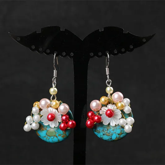 

The original Korean mother of pearl imitation Pearl Earrings 925 sterling silver ear hook Handmade