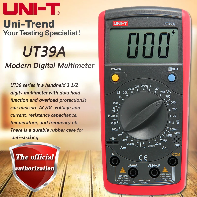 

UNI-T UT39A Manual Switching Range Digital Multimeter Diode / Triode Test Auto Power Off On-Off Digital Hold