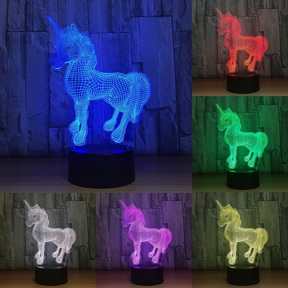 

Chaohui Animal Kawaii Unicorn 3D LED LAMP NIGHT LIGHT USB Lamp Multicolor Illusion Acrylic Novelty Christmas Lighting
