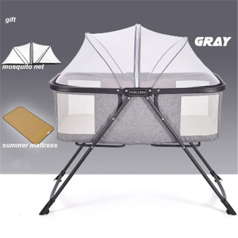 

Folding baby crib portable newborn baby cradle infant bed multi-function sleepy appease shake bed with mosquito net