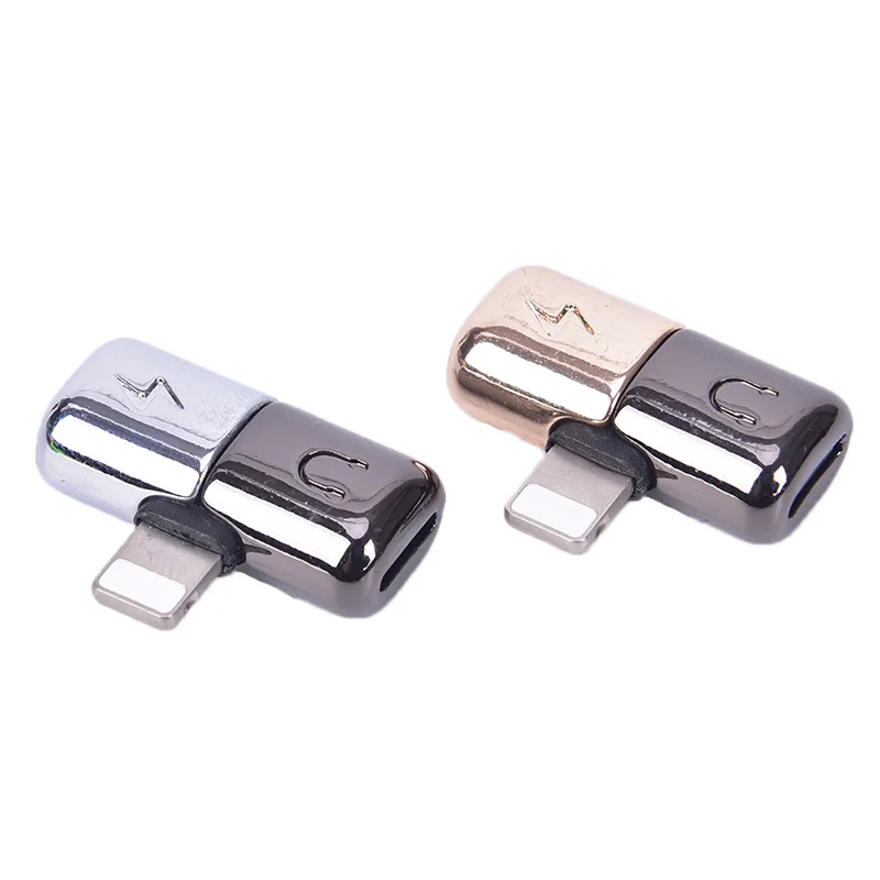 

Metal 2 In 1 Charging Audio Splitter Adapter Earphone Converter For iPhone