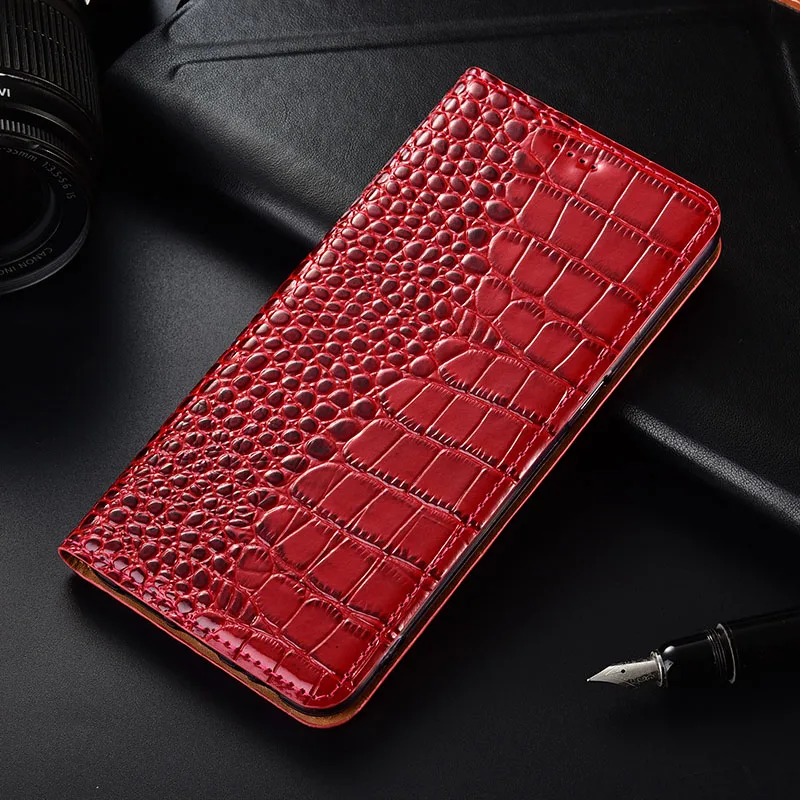 Чехол для iphone 6 6s 7 8 Plus чехол книжка из натуральной кожи с узором под крокодила