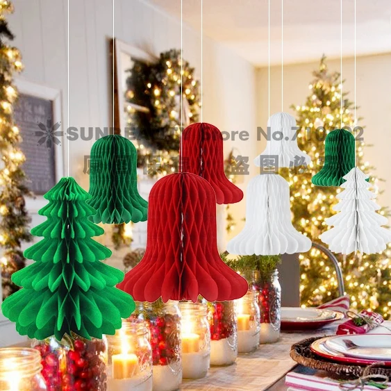 8pcs set mix and match christmas decorations paper honeycomb tree