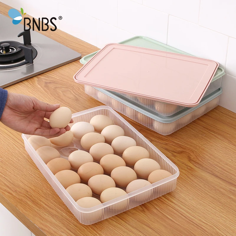 

BNBS Can Be Stacked Refrigerator Egg Storage Box Care Kitchen With A Dust-Proof 24 Grid Eggs Box Food Container Organizer