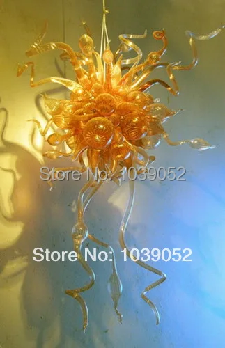 

Free Shipping Heart Shape Art Lighting Hand Blown Glass Chandelier Yellow