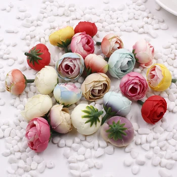 

100pcs/bag artificial flowers Tea Rose Bud Flower Heads For Wedding car Decoration DIY Wreath Fake Flowers flores artificiales
