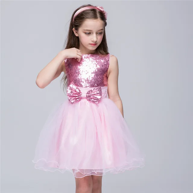 Children S Clothes Bowknot Dress High Quality Baby Children S Clothes Bowknot Dress High Quality Baby Sequins Small Formal Attire Dresses Wedding
