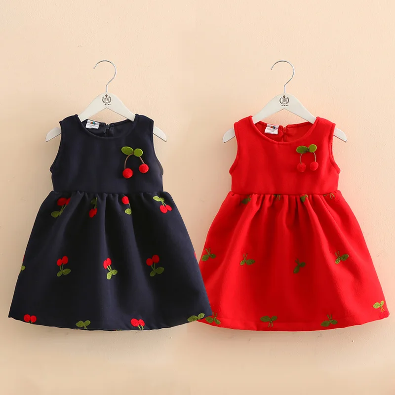 

Baby cherry vest skirt 2019 spring new girls children's clothing children's cute dress qz-3656