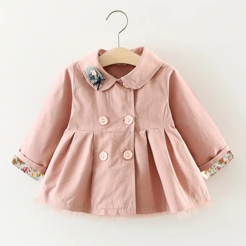 Новая куртка для младенцев, пальто с отложным воротником для девочек на весну-осень, верхняя одежда для малышей, 8BB031