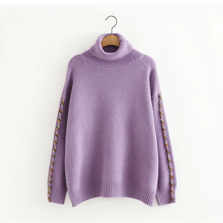 

H.SA Women Winter Turtleneck Pullover and Sweaters sleeve Bandage Pull Tops korean thicken warm solid knitted jumpers tops women