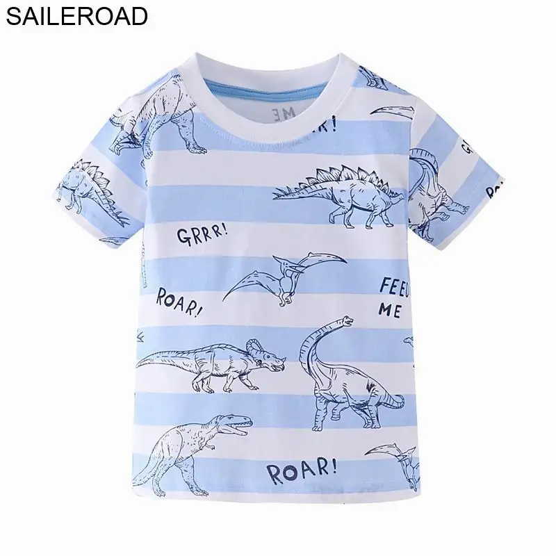 

SAILEROAD 2-7Years Cartoon Dinosaur T-shirt for Children Kids Shirts Girls Tops Tees Clothes Summer Cotton Little Child Clothing