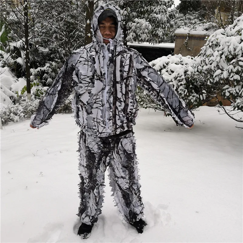 Winter snow tree branches style Hunting Jacket and pants White camouflage clothing|Hunting Coats & - AliExpress