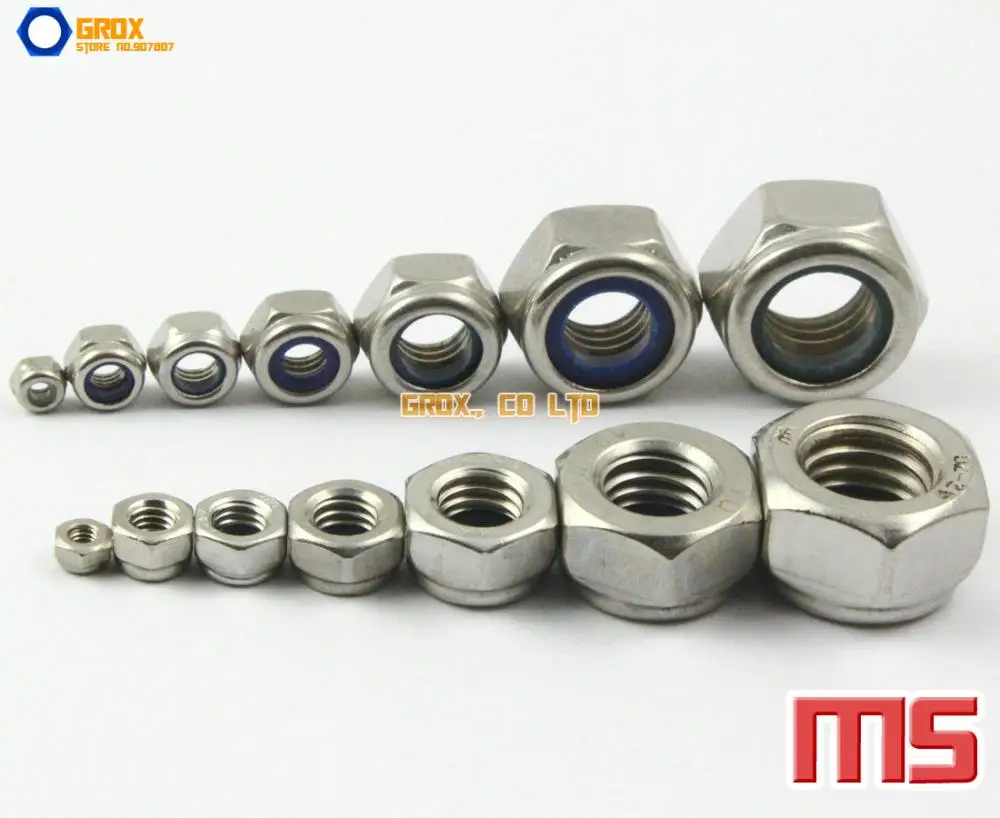 300 M5 316 Stainless Nyloc Nuts 300 M5x25mm Full Threaded 316 Stainless Bolt