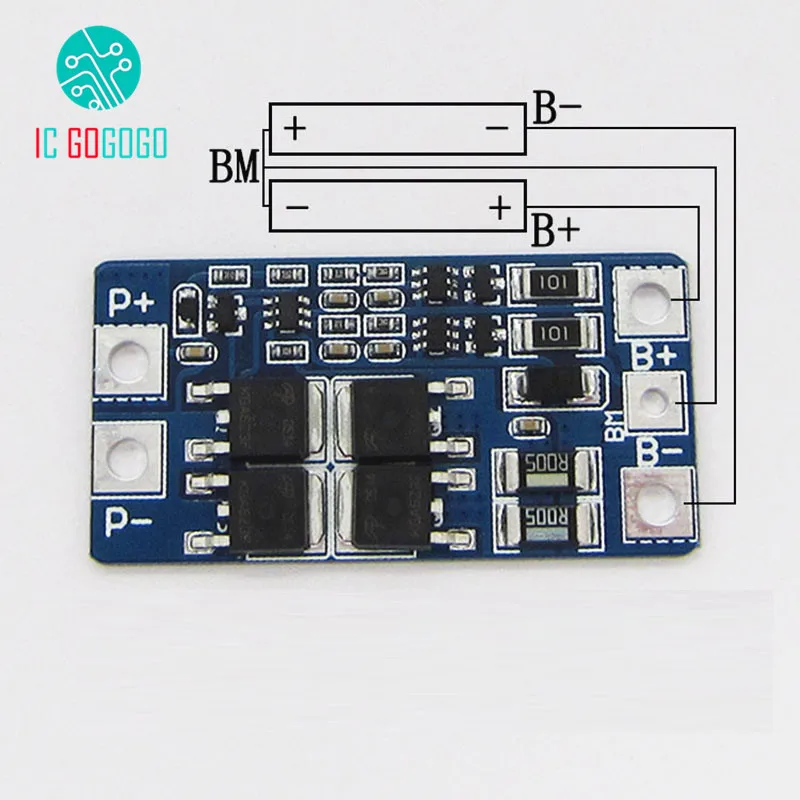 2S 10A 8.4V 7.4V 18650 Lithium Protection Board BMS PCM PCB Li-ion Lipo 2 Cell Pack with Balance Function Charger Protect Module battery protection board