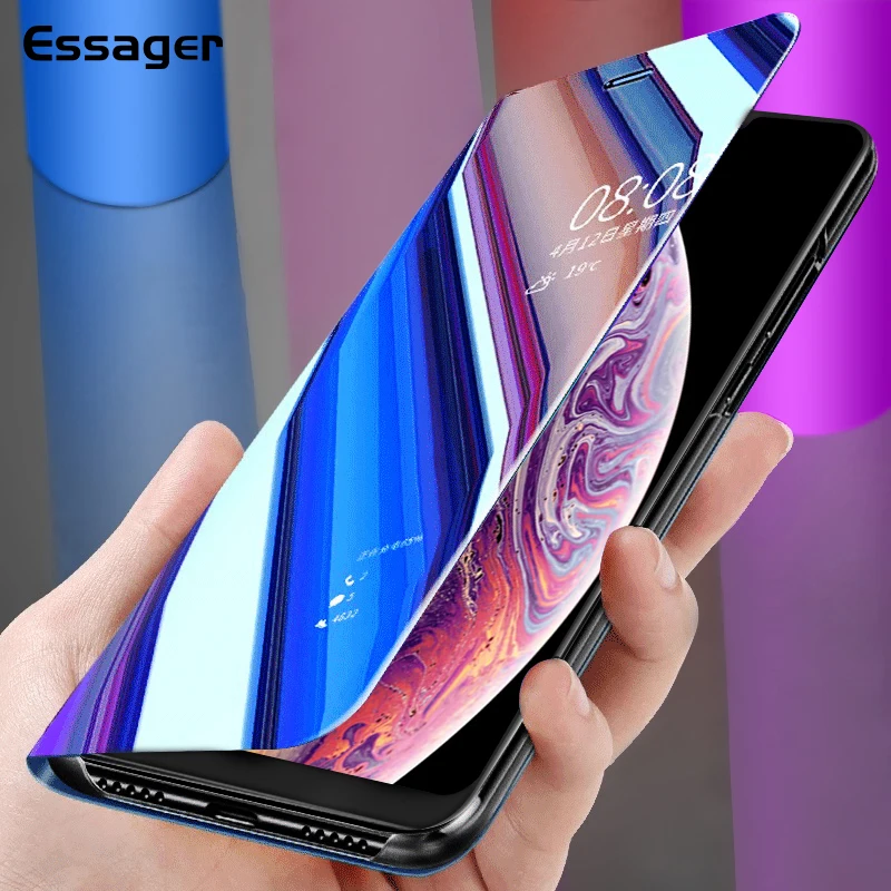 

Essager Mirror Flip Case for iPhone XS Max XR X S R 10 8 7 6 6s Plus Coque Luxury Leather Back Cover for iPhone XS Xsmax Fundas