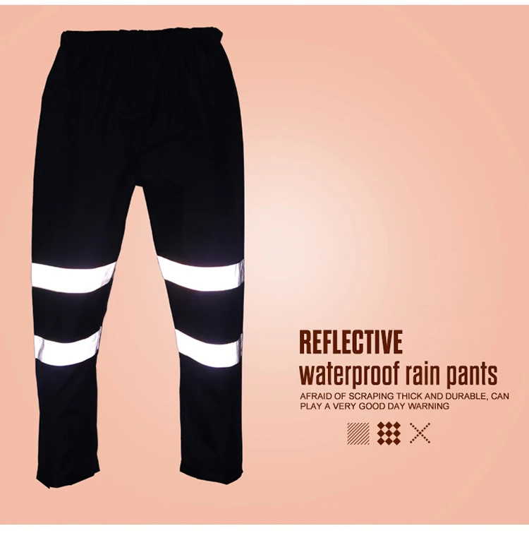 Reflective Rain Pants Raincoat Traffic Road Safety Waterproof Men Working Pants 300D Oxford Wear-resistance Work Trousers (9)