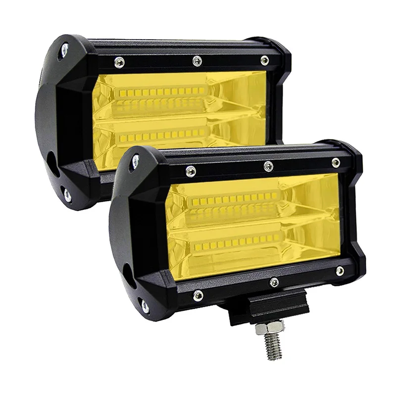 

2PSC Yellow 5.5 inch 72W Flood beam waterproof 4x4 tractor car truck 12v 24v DC offroad Amber LED work light 4300K