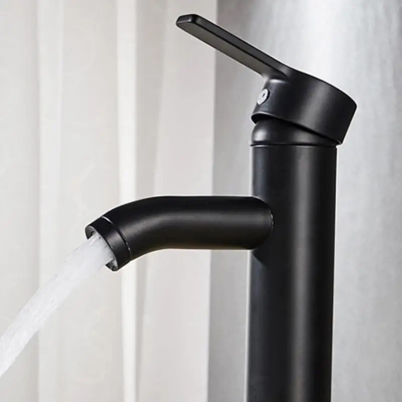 Mayitr Single Handle Bathroom Basin Faucets Cold/Hot Mixer Basin Sink Tap Black Water Kitchen Faucet Bathroom Accessories