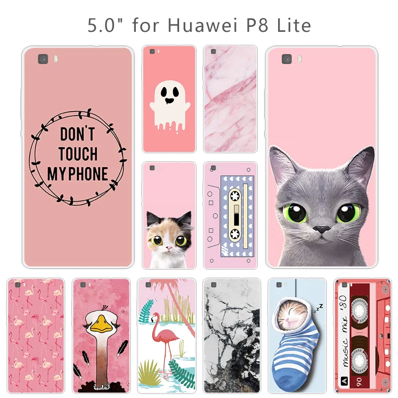 Cases For Huawei P8 Lite Luxury Clear Silicon Pink Back Cover Ascend lite Protective Coque for HuaweiP8 |