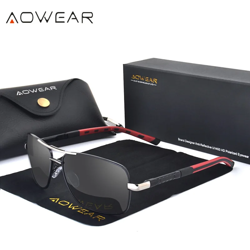 

AOWEAR Rectangle Polarized Sunglasses Men Aluminum Retro Mirror Sun Glasses for Men Women 2018 Luxury Brand Shades Glasses gafas