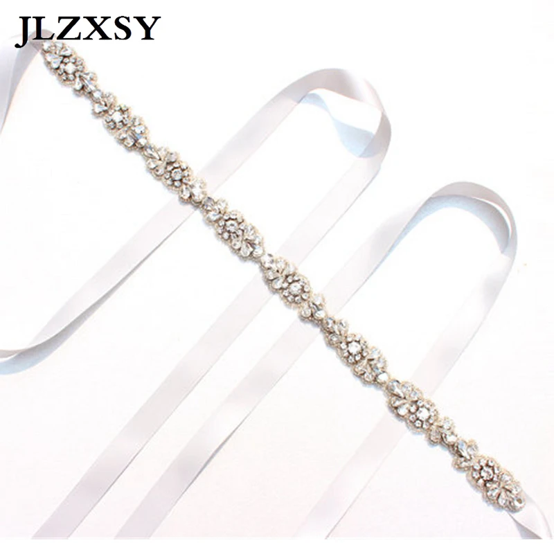 

JLZXSY Elegent Flower Style Crystal Bridal Sash Rhinestone Wedding Party Bride Bridesmaid Belt Evening Dress Belt (17*0.8inches)