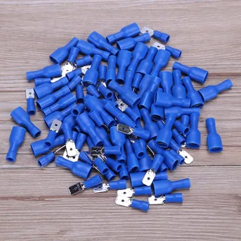 

NEW Blue 50Pair 100pcs/lot FDFD2-250 16-14AWG Male/Female Kit Insulated Spade Crimp Wire Cable Connector Terminal
