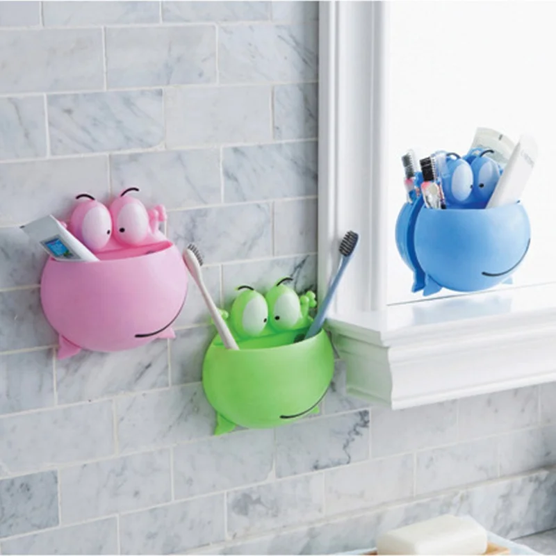 

Cartoon Big Eye Frog Toothbrush Holder Multi-Function Suction Cup Toothbrush Toothpaste Storage Rack