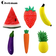 Флеш-накопитель с фруктами, USB накопитель, 4 ГБ, 8 ГБ, 16 ГБ, 32 ГБ, 64 ГБ, 128 ГБ, с рисунком клубники, арбуза, USB флеш-накопитель, флеш-диск