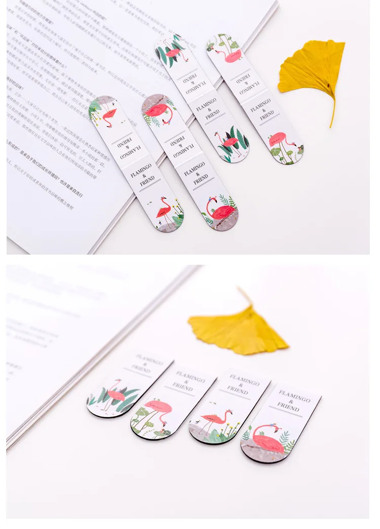 4 шт. мультфильм Kawaii корейский стиль Фламинго металлический магнит закрепить зажим для бумаги школы офисные поставки Эсколар Papelaria подарок