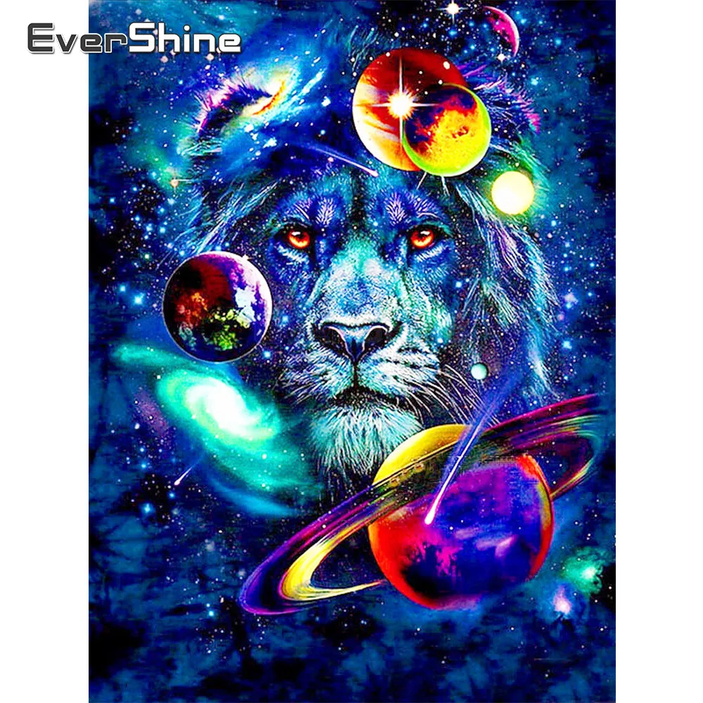 

EverShine 5D DIY Diamond Painting Lion Diamond Embroidery Rhinestones universe Pattern Diamond Mosaic Full Display Manual Hobby