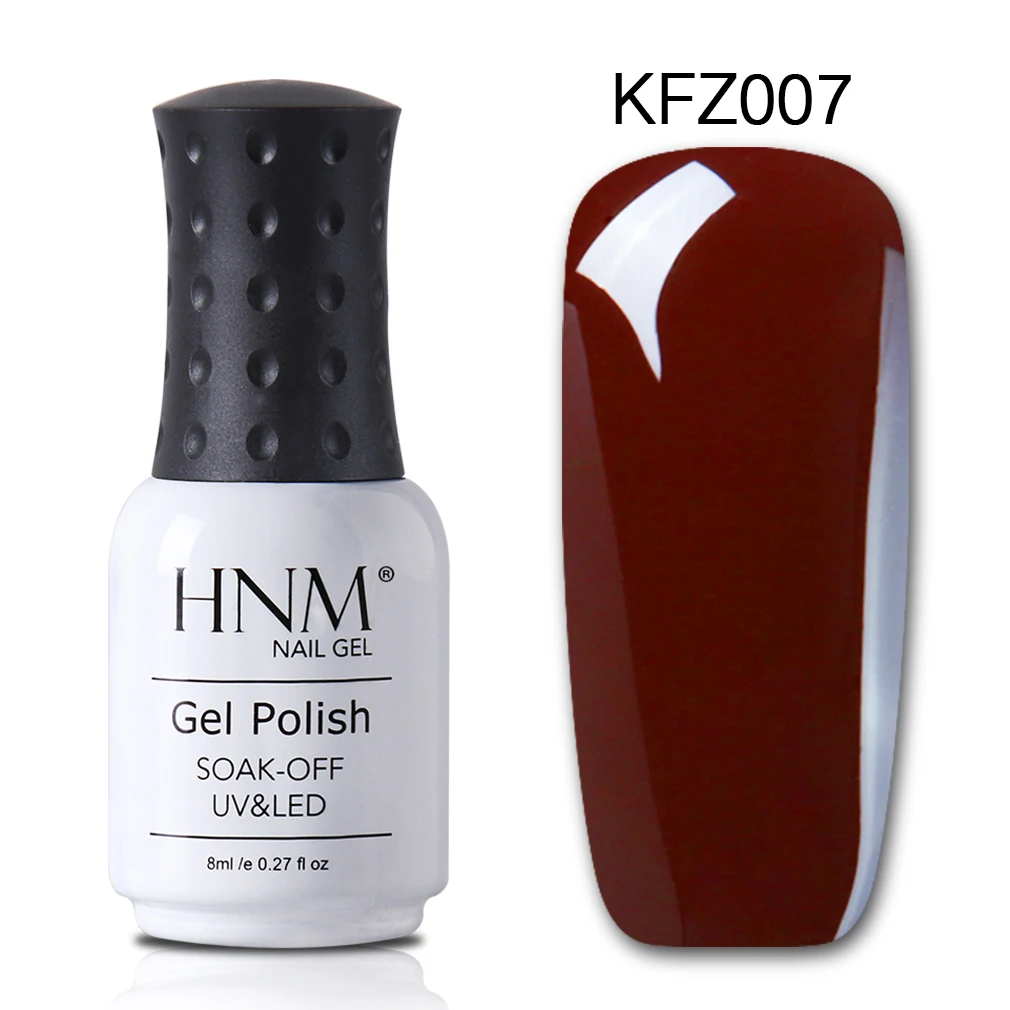 HNM 8 мл Гель-лак для ногтей фиолетового цвета замачиваемый УФ светодиодный Гель-лак для ногтей Полупостоянный для дизайна ногтей Гибридный Гель-лак базовое верхнее покрытие - Цвет: coffee 007