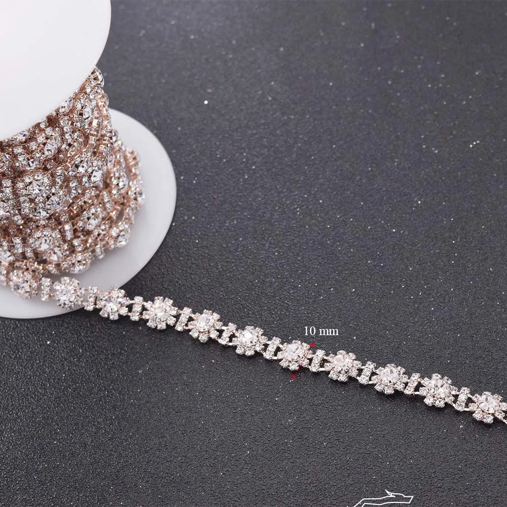 Rose gold rhinestons clothing trims  (5)