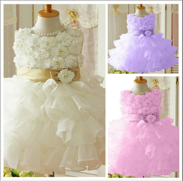 2015 Chirstmas Kids Girl Dress Rose Baby Girl Princess Clothing Infant