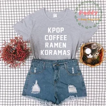 OKOUFEN/модная футболка унисекс Kpop coffee Ramen Kdramas, корейский стиль, уличная одежда, высокое качество, топы, футболки с буквенным принтом, крутая рубашка
