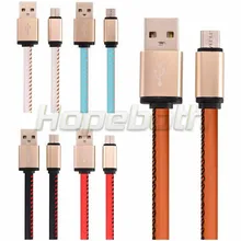 1 m 3ft Micro USB кабель из искусственной кожи для передачи данных и быстрой зарядки в плоской спиралевидной форме Зарядное устройство кабель наборы аксессуаров для samsung S7 s6 Android