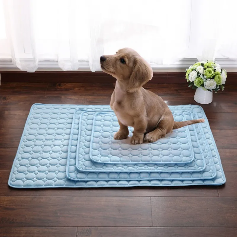 

Summer Pet Cooling Mat Ice Silk Moisture-proof Cushion Puppy Cat Kitten Sleeping Mat Keep Cool Bed Dog Mat Cooler Cool Mattress