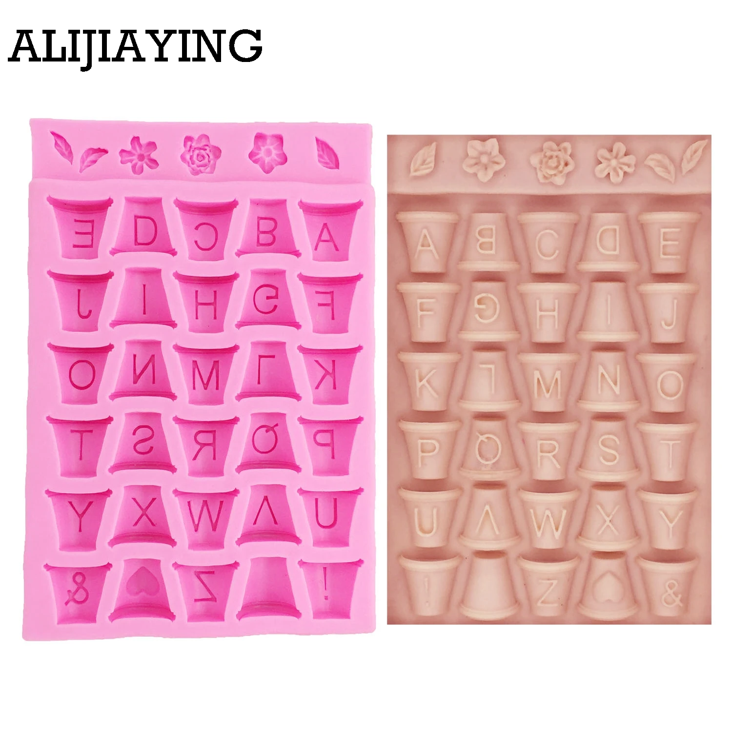 

M1172 Alphabet Flowers Pot Shaped Silicone Cake Decorating Tool letter Fondant Cake Mold Pastry Tools Sugarcraft Molds