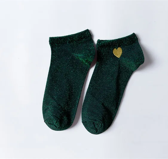 ARMKIN/модные женские носки в Корейском стиле; женские блестящие носки с узором в виде сердца; милые хлопковые носки в стиле Харадзюку; calcetines mujer; Веселые носки - Цвет: Black