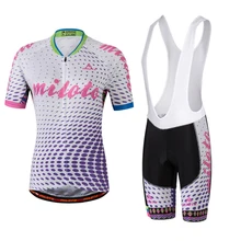 MILOTO Женская команда удобный Велоспорт Короткий рукав трикотажный комплект велосипед нагрудник шорты комплект велосипедная одежда
