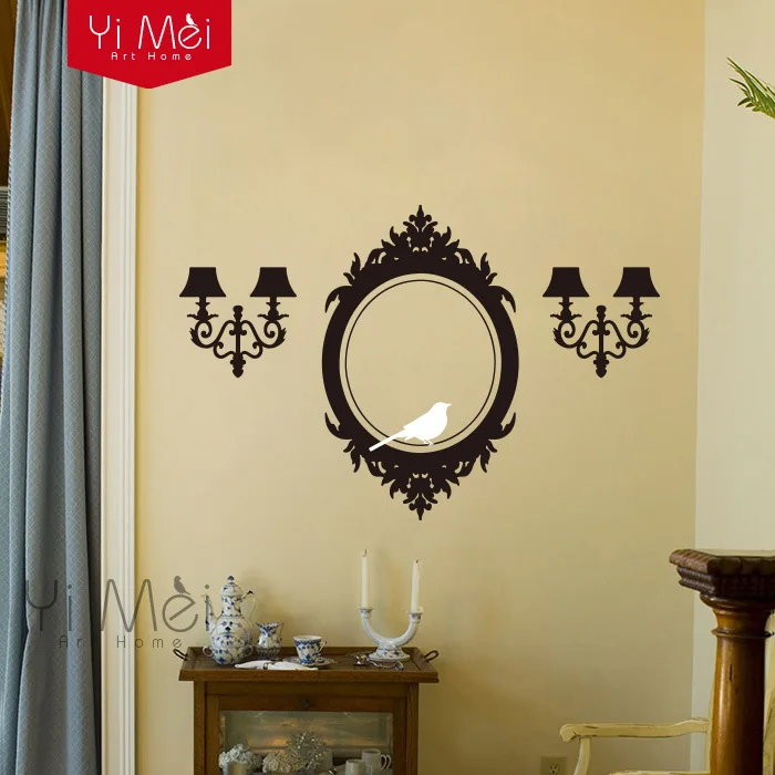 Wall Decals Frame and Sconces Elegant Accents Vinyl Wall Stickers Art