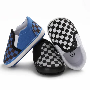 

Fashion blue black striped plaid baby boy shoes cute first walker baby soft set foot infant baby toddler shoes