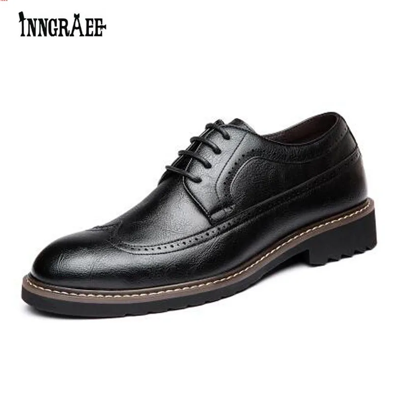 D'affaires Oxford Pour Cuir Noir Mariage Pointu De Bout marron jaune Formelle B1077 Hombre Robe Chaussures Verni En Zapatos Hommes RqFpvz4fn